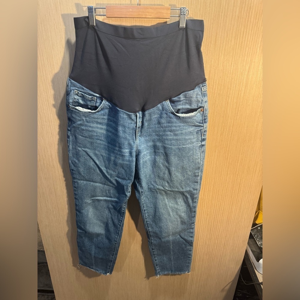 Old Navy Maternity Dark Blue O.G. Straight Full Panel Jeans Size 16 Short
